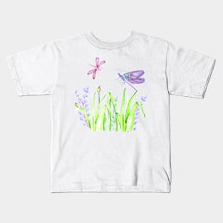 Dragonfly in pink and purple Kids T-Shirt